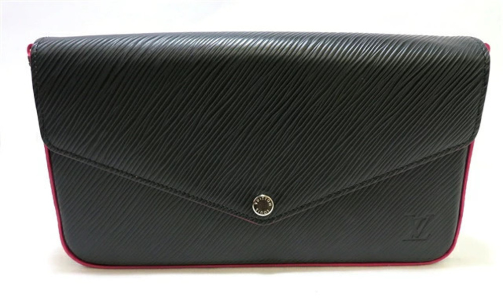 LOUIS VUITTON Pochette Felicie Shoulder Bag Epi Leather Noir Black Pink